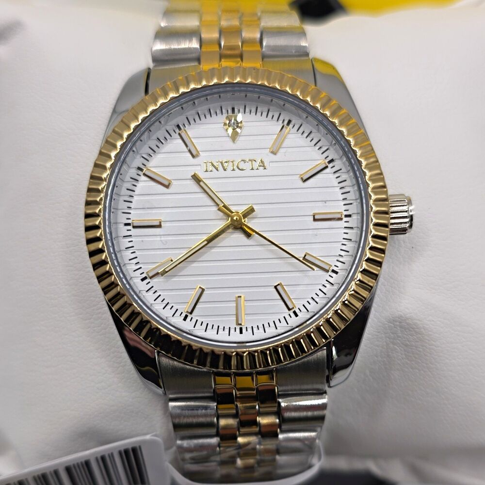 Invicta Quartz Wristwatch, Two-Tone Stainless Bracelet, White Dial,69169
